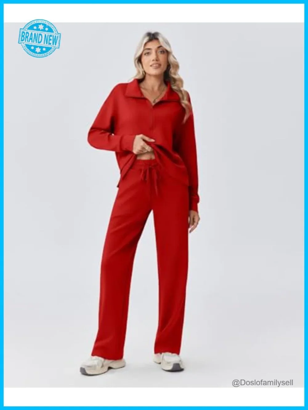 2 Piece Sweatsuit Set Women Half Zip Matching Lounge Outfit